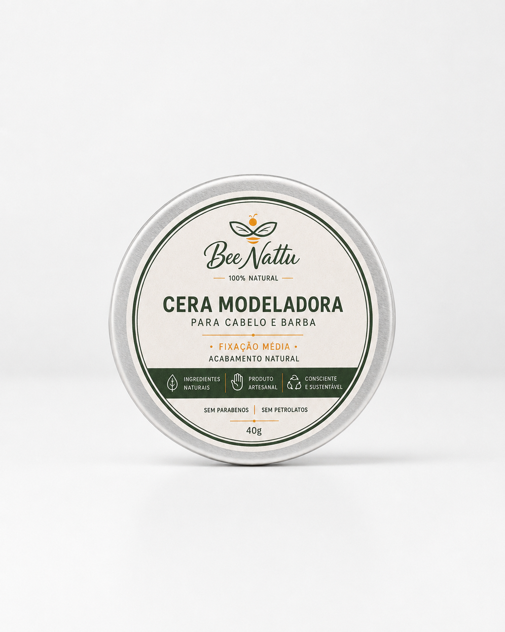Cera Modeladora Bee Nattu para Cabelo e Barba — 40g